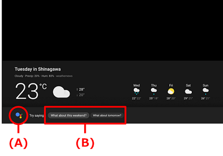 El icono Google Assistant y las sugerencias se muestran en la parte inferior de la pantalla.
