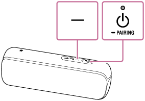 Hình ảnh thể hiện âm lượng và nút nguồn/PAIRING (GHÉP NỐI) của SRS-XB22