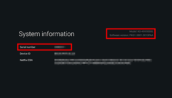 Pantalla de Información del sistema