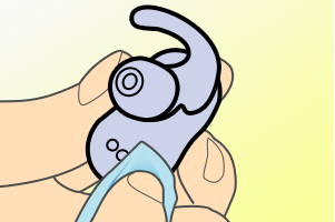 Wipe the terminal part of the headset