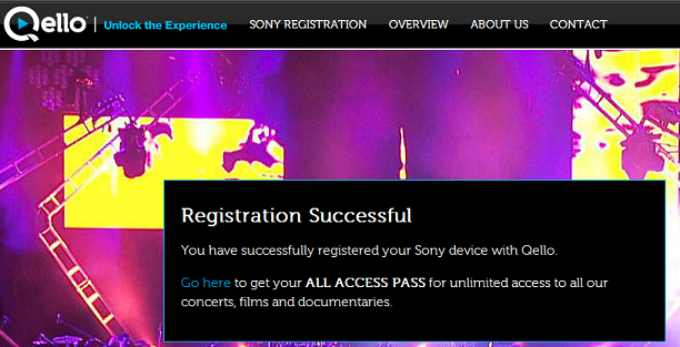 Registration completed screen