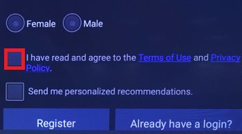 Casilla de selección de Política de privacidad.