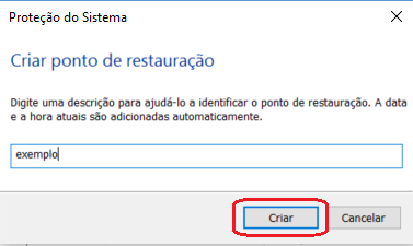 Criar um ponto de restauração