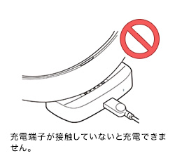 充電端子が接触していないと充電できません。