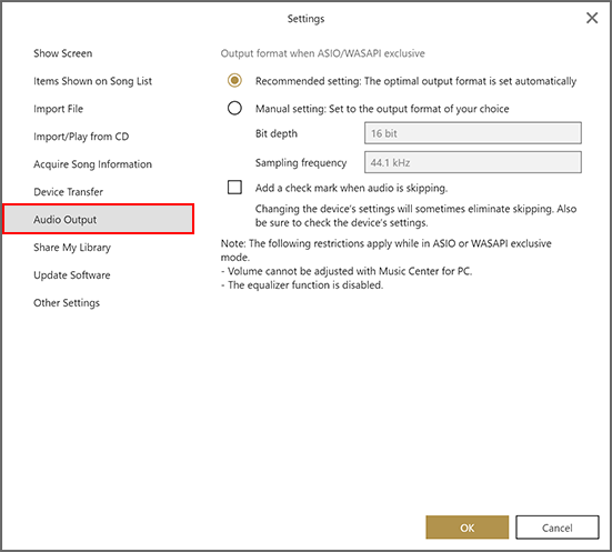 électionnez Sortie audio.