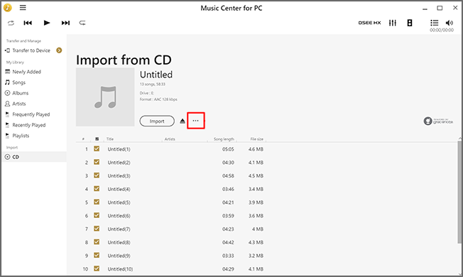 Нажмите [Получить информацию о CD].