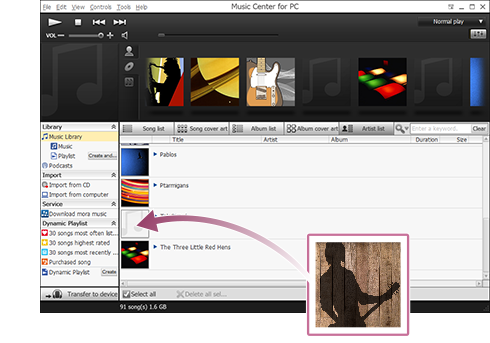 Ziehen Sie eine Bilddatei in den Fotobereich für den jeweiligen Interpreten.