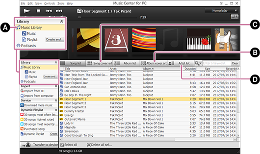 Capture d’écran qui illustre la procédure d’enregistrement manuel d’images de pochette ou d’artiste. Pour des informations détaillées sur la procédure, reportez-vous au corps du texte.