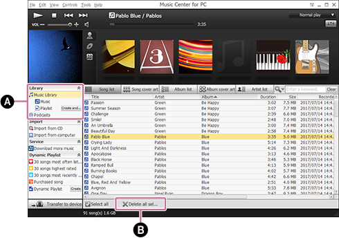 콘텐츠를 삭제하는 절차를 보여주는 스크린샷입니다. 절차에 대한 자세한 내용은 본문을 참조하십시오.