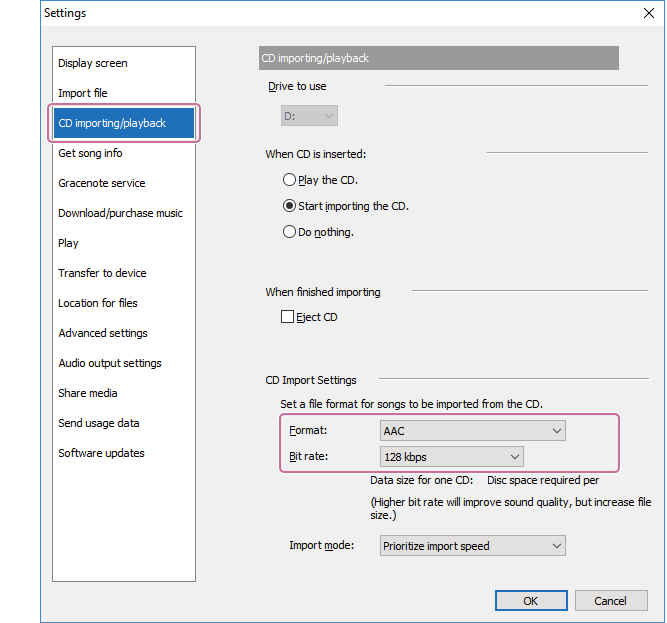 Välj filformat från [Bithastighet].