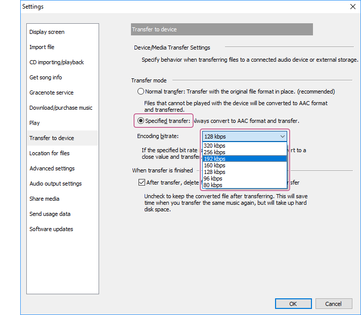 Välj [Bithastighet under inkodning:].