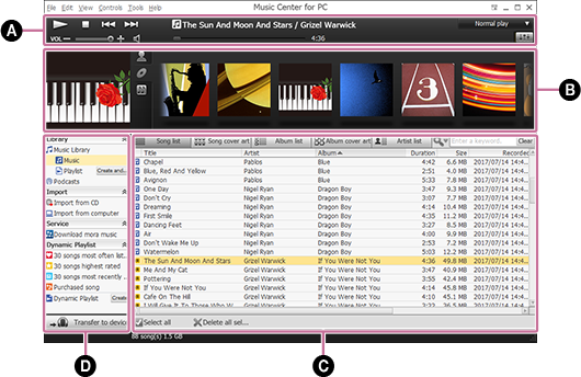 Çalma ekranı ekran görüntüsü. Her öğe ile ilgili ayrıntılar için gövde metnine bakın.