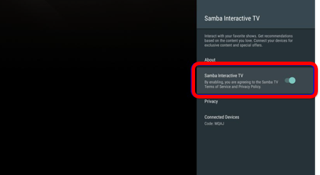 Menu screen of "Samba Interactive TV"