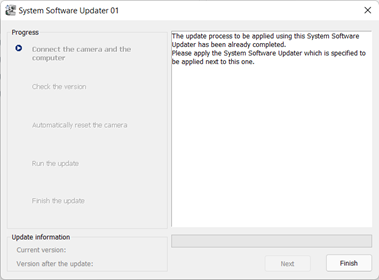 Jedynym przyciskiem na ekranie jest [Finish] (Zakończ).