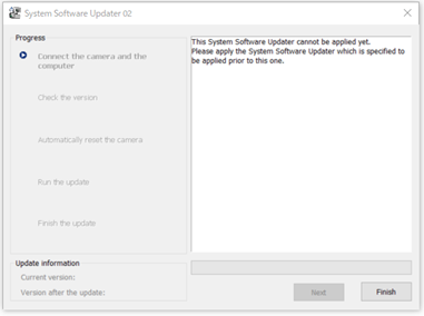 Obraz pokazujący najnowszą wersję oprogramowania w programie System Software Updater