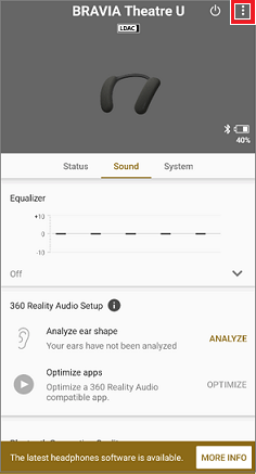 Az Android rendszerű készülékeken a három pont függőleges elrendezéssel jelenik meg.