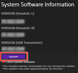 Knappen Update (uppdatera) finns längst ned till vänster på skärmen.