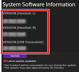 Längst upp visas versionerna för vänster headsetdel, höger headsetdel och USB-adaptern.