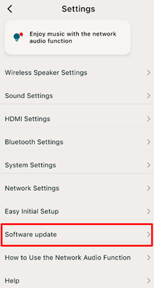 Programvaruuppdateringen finns på åttonde raden uppifrån.