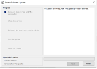 [The update is not required] appears on the right side of the screen.