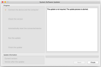 [The update is not required] (uppdatering krävs inte) visas till höger på skärmen.