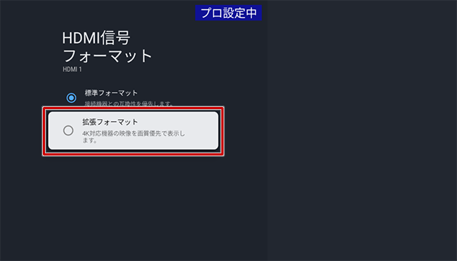 ［拡張フォーマット］を選ぶ
