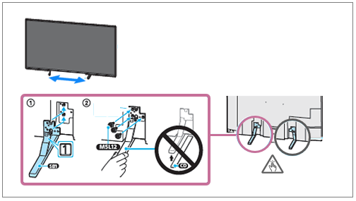 Image for reattaching the Table-Top Stand to the TV in a narrow position.