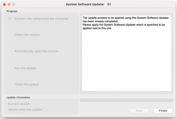 Jediné tlačítko na obrazovce je [Finish] (Dokončit).