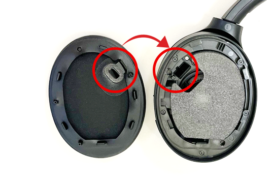 影像顯示左側耳墊的不平整處 (WH-1000XM4)
