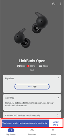 此訊息和 [MORE INFO] (更多資訊) 按鈕將出現在螢幕畫面下方。