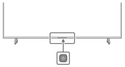 Die Ein-/Aus-Taste befindet sich unten in der Mitte am Fernseher.