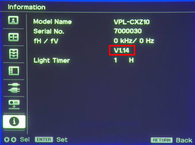 Select the [Information] menu item in the seventh row from the top on the far left. The version will appear near the center of the screen.