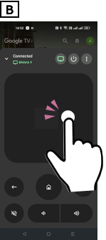 Abbildung eines Fingers, der auf das Navigationspad des Smartphones tippt