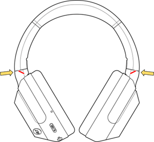 ULT WEAR – piler som peker mot potensielle sprekker på de roterende delene på begge sider av hodetelefonenes hodebånd