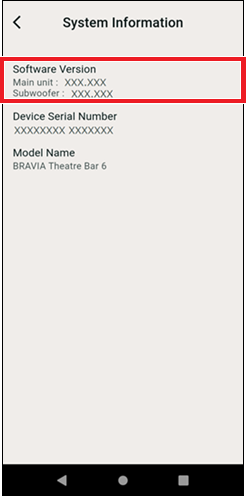 Programversion visas på skärmen System information (systeminformation).