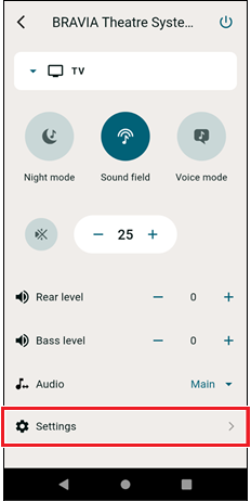 [Settings] is at the bottom of the menu.