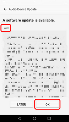 The firmware version is displayed on the upper left side of the screen, and the [OK] button is displayed on the bottom right side of the screen.