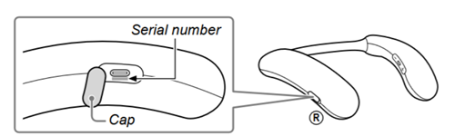 Neckband Speaker HT-AN7: Serial number location under Cap