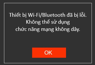 Màn hình hiển thị thông báo “The Wi-Fi/Bluetooth unit has malfunctioned.” (Thiết bị Wi-Fi/Bluetooth gặp trục trặc.)