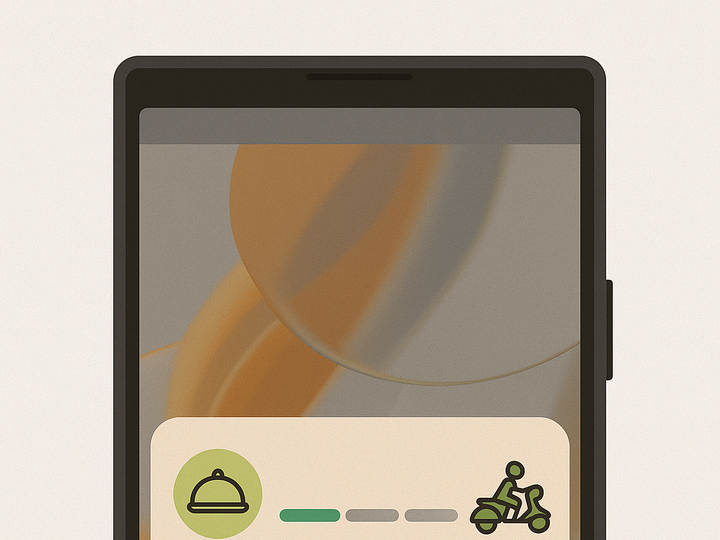 Live update on Xperia showing food delivery status in notification