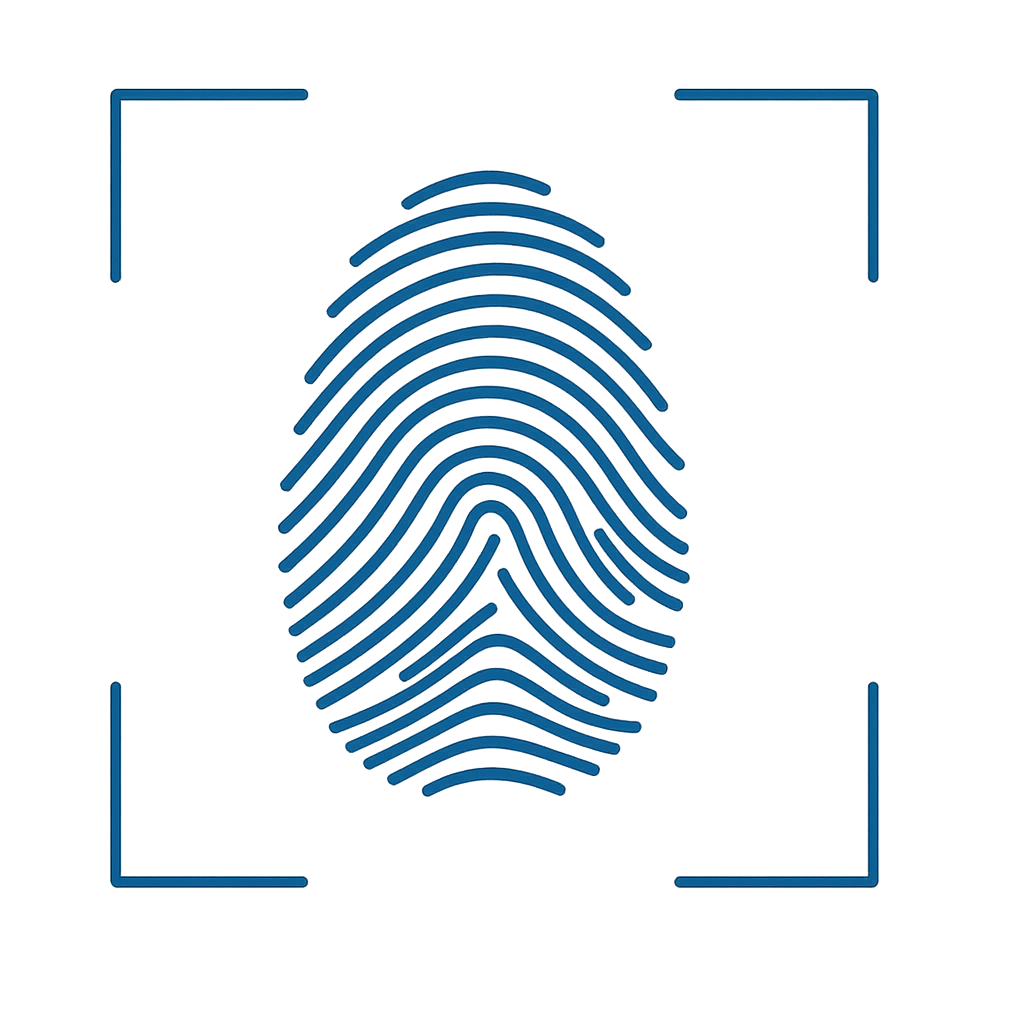 Fingerprint icon representing biometric security