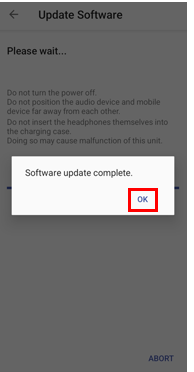 此訊息和 [OK] (確定) 按鈕會出現在螢幕中央。