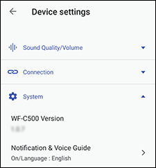 The firmware version is displayed on the left side of the vertical center of the screen.