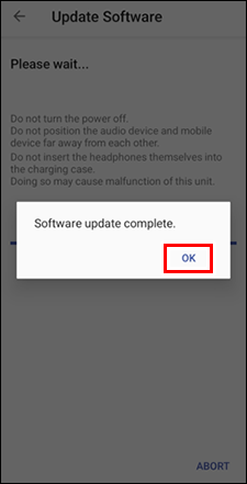 A message and [OK] will appear in the middle of the screen.