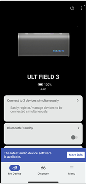 La pantalla de mensajes aparece en la parte inferior de la pantalla de la aplicación.