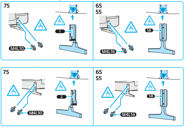 Image for removing the table-top stand from the TV