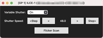 Variable Shutter adjustment dialog box.