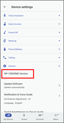 The firmware version is displayed on the left side of the vertical center of the screen.