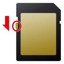 Image showing the LOCK position of the memory card
