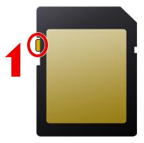 Image showing the Unlock position of the memory card
